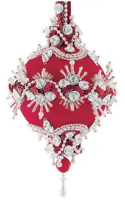 Ornate handcrafted red Christmas ornament from Cracker Box Golden Oldie collection