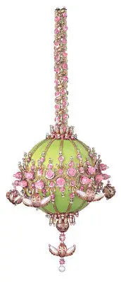 Ornate green and pink jeweled Christmas ornament from Cracker Box Golden Oldie Venezia