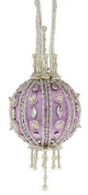 Ornate lavender and silver beaded Christmas ornament from The Cracker Box Inc Christmas Ornament Kit