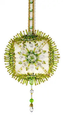 Cracker Box Christmas ornament kit featuring an ornate beaded ornament with crystal starburst