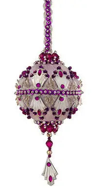 Ornate purple and silver Christmas ornament with tassel from The Cracker Box ornament kit