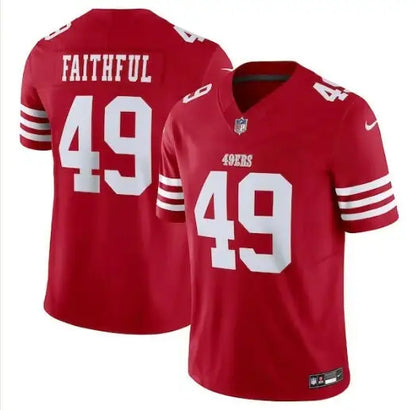 Red San Francisco 49ers Nike Vapor F.U.S.E. Limited Jersey with FAITHFUL and 49 numbers