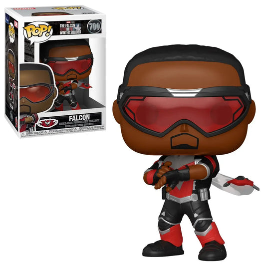Funko Pop vinyl figure of Falcon in red goggles and combat suit from The Falcon and the Winter Soldier