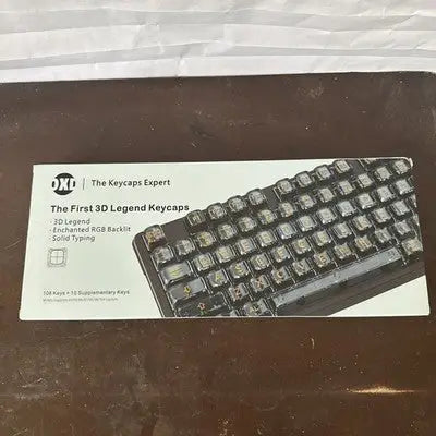 White box with 3D legend RGB backlit keycaps from Keycaps Experts Oshed Amber set
