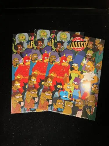 Three Bongo Comics Postcard Cards from The Simpsons Bongo Comics SDCC 1993 1994 Lot