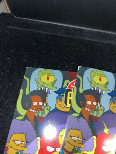 Simpsons Bongo Comics Postcard Card set showcasing trading cards from SDCC 1993 and 1994