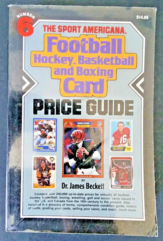 Americana Football price guide featuring football, hockey, basketball, and boxing cards