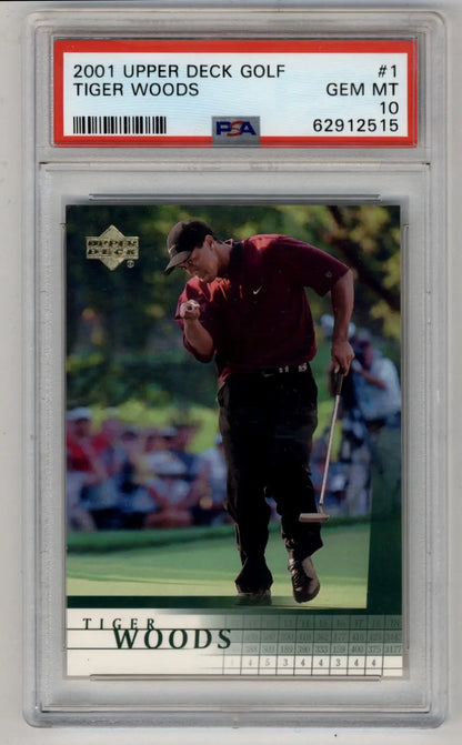 Tiger Woods 2001 Upper Deck #1 PSA 10 Gem Mint trading card in protective case