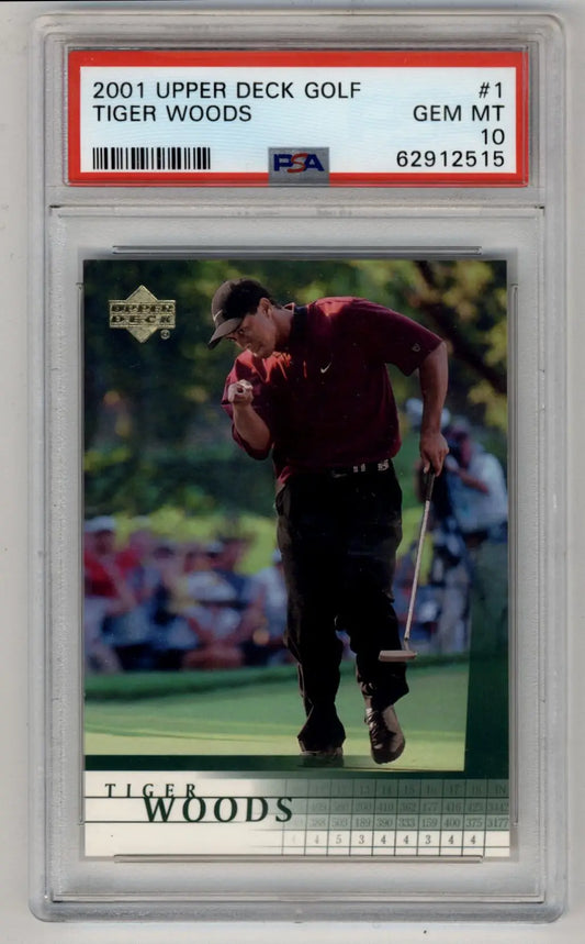 Tiger Woods 2001 Upper Deck #1 PSA 10 Gem Mint trading card in protective case