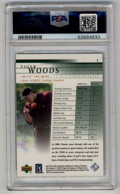 Graded Tiger Woods trading card from Upper Deck Tiger Woods 2001 PSA 10 Gem Mint