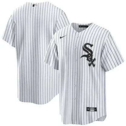 White pinstripe baseball jersey from Tim Anderson Chicago White Sox replica player jersey collection