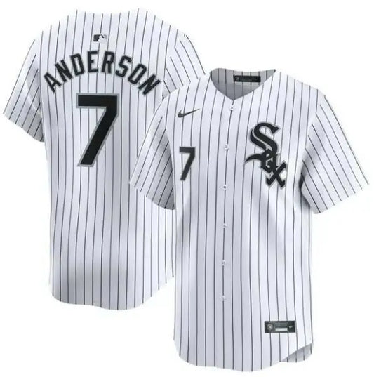 White pinstripe baseball jersey from Tim Anderson Chicago White Sox Nike Home Limited collection