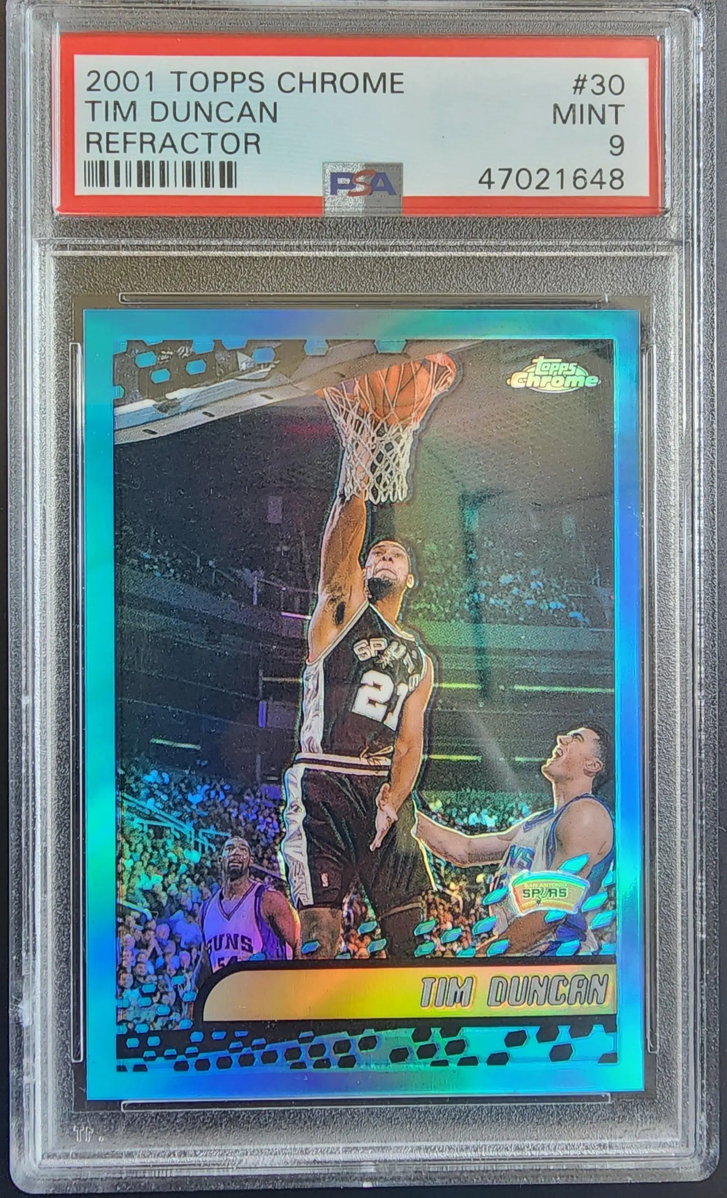 Tim Duncan 2001 Topps Chrome #30 Refractor PSA 9 Mint - Singles