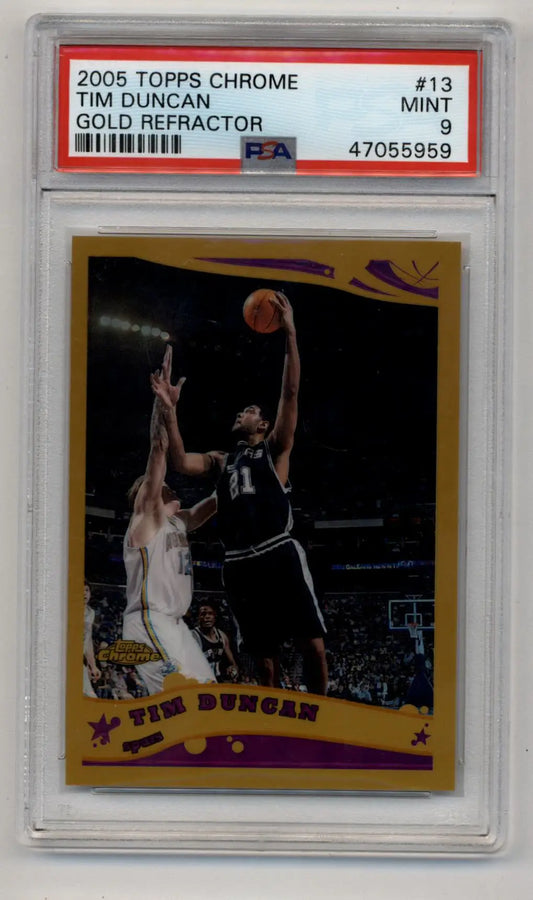 Tim Duncan 2005-06 Topps Chrome Gold Refractor #13 27/99 PSA 9 Mint - Singles