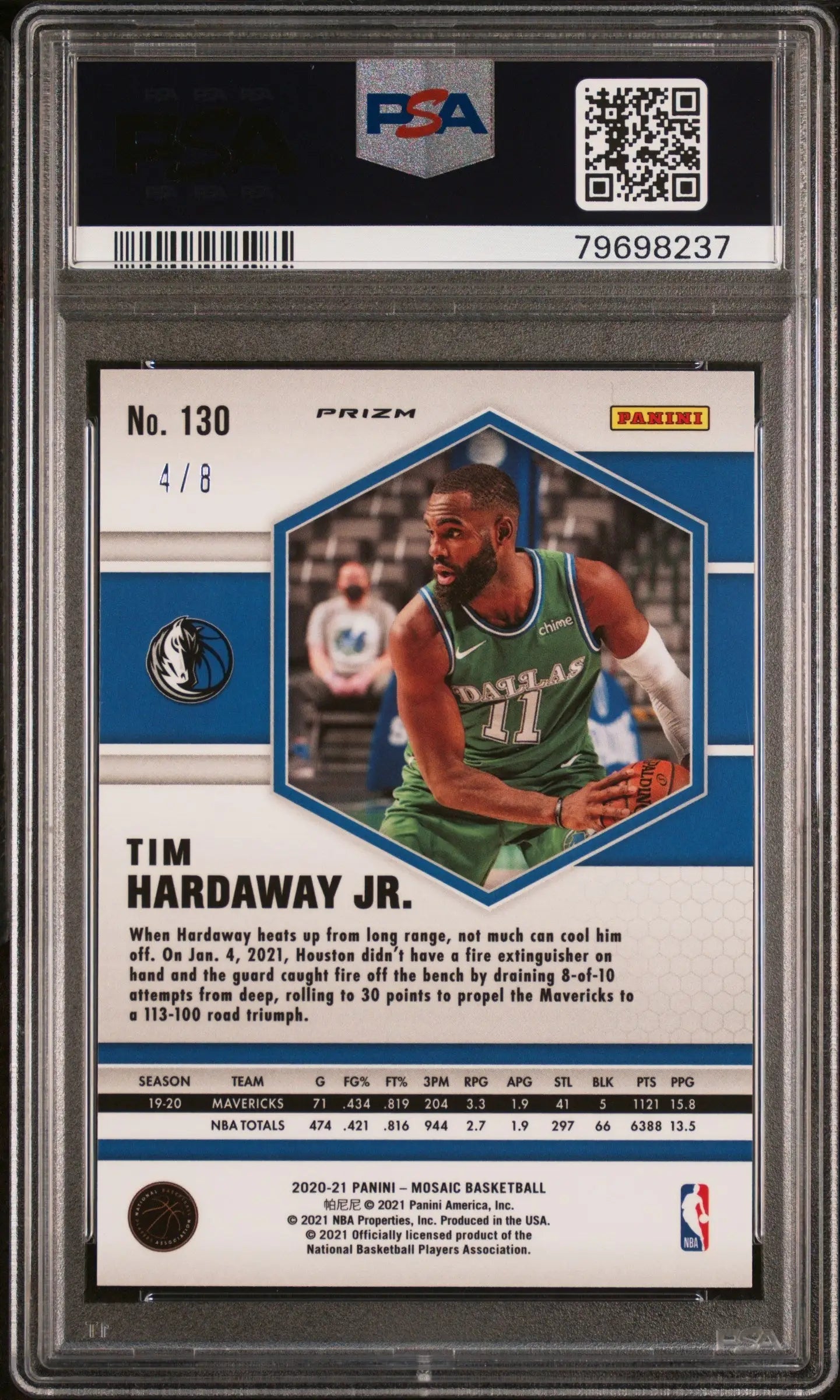 PSA-graded Tim Hardaway Jr. Panini Mosaic Black Gold Choice basketball card 2020
