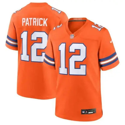 Orange Denver Broncos Nike Tim Patrick throwback jerseys with number 12 and PATRICK on back