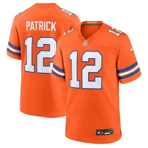 Orange Denver Broncos Nike Tim Patrick throwback jerseys with number 12 and PATRICK on back