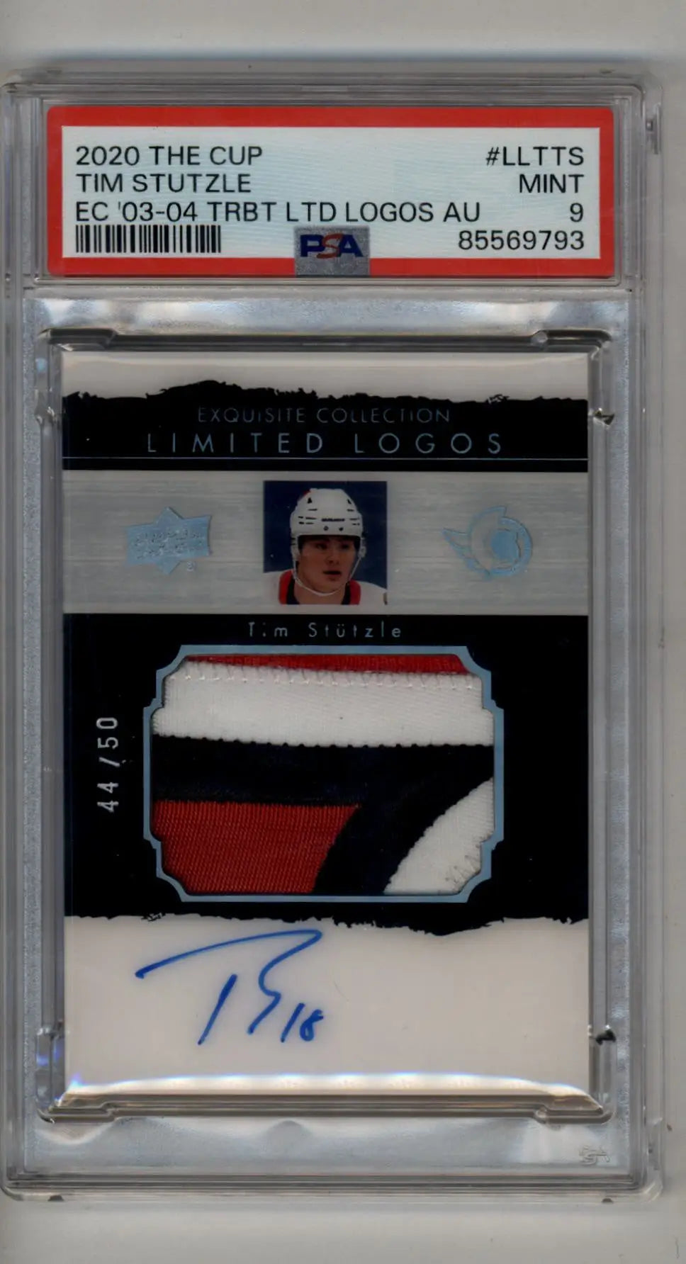 Tim Stutzle 2020-21 The Cup Exquisite Collection Limited Logos 44/50 PSA 9 Mint - Singles