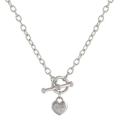 Toggle Pave Heart Necklace - Necklaces