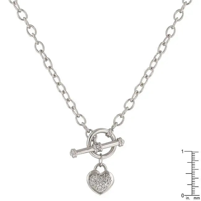 Toggle Pave Heart Necklace - Necklaces
