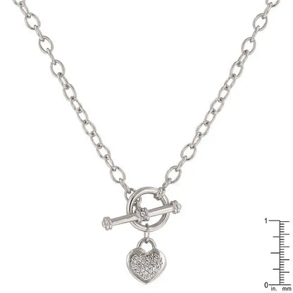 Toggle Pave Heart Necklace - Necklaces
