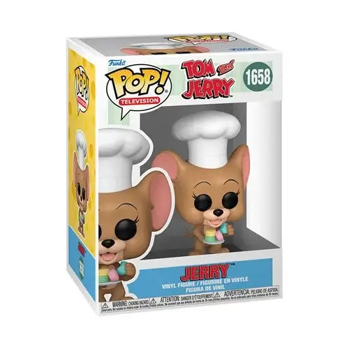 Funko Pop figure of Jerry from Tom and Jerry wearing a chef’s hat with a spoon