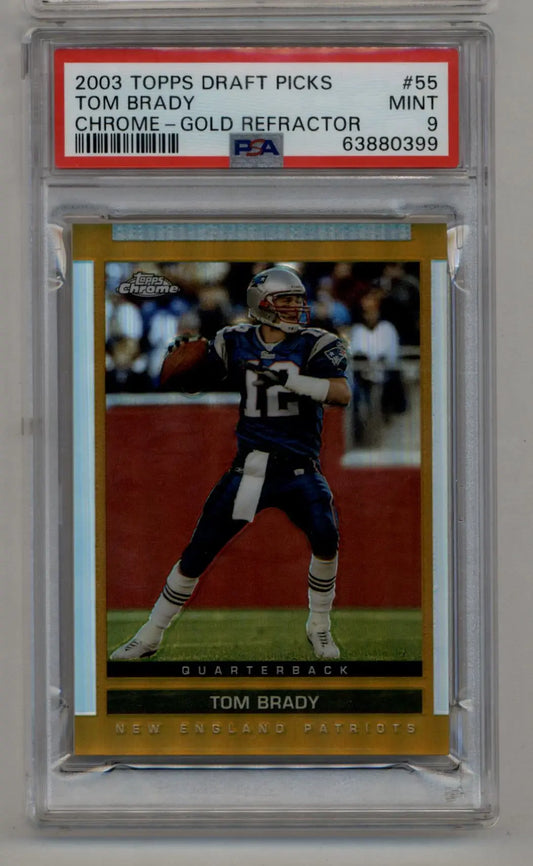 Tom Brady 2003 Topps Draft Picks Chrome Gold Refractor PSA 9 Mint - Singles