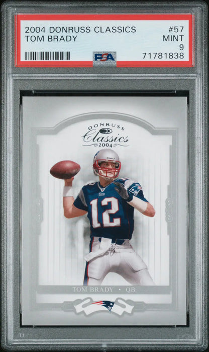 Tom Brady 2004 Donruss Classics football card graded PSA 9 from Columbia Hobby