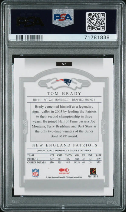 Tom Brady football card from Donruss Classics 2004 with PSA 9 Mint at Columbia Hobby