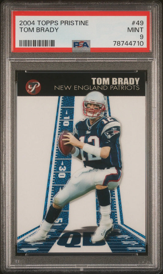 Tom Brady 2004 Topps Pristine football card in Columbia Hobby product, PSA 9 MINT