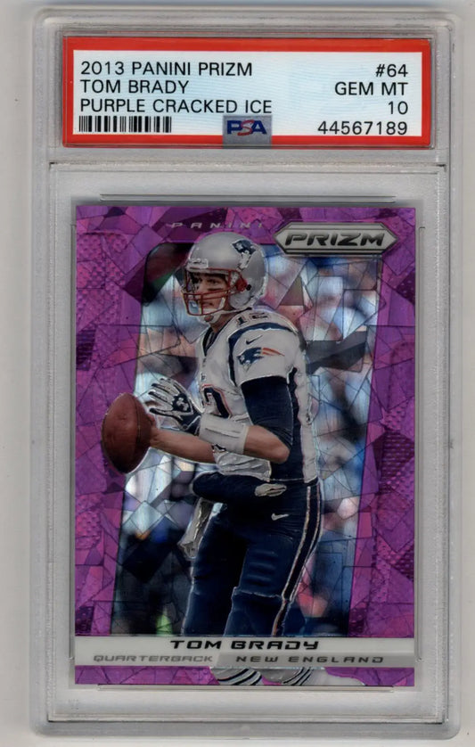 Tom Brady 2013 Prizm Purple Cracked Ice #64 29/40 PSA 10 Gem Mint - Singles