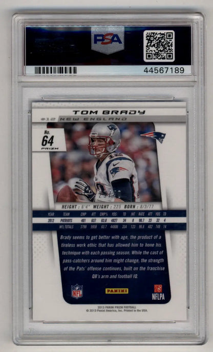 Tom Brady 2013 Prizm Purple Cracked Ice #64 29/40 PSA 10 Gem Mint - Singles
