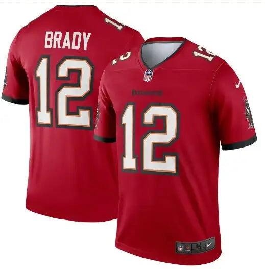 Red American football jersey with number 12 and Brady name from Tom Brady Tampa Bay Buccaneers Nike Alternate Legend Jersey