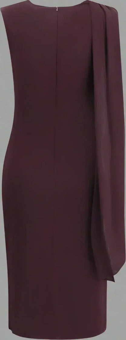 Deep plum jersey midi dress with single draped sleeve in TOM FORD Jersey midi Dress with scarf