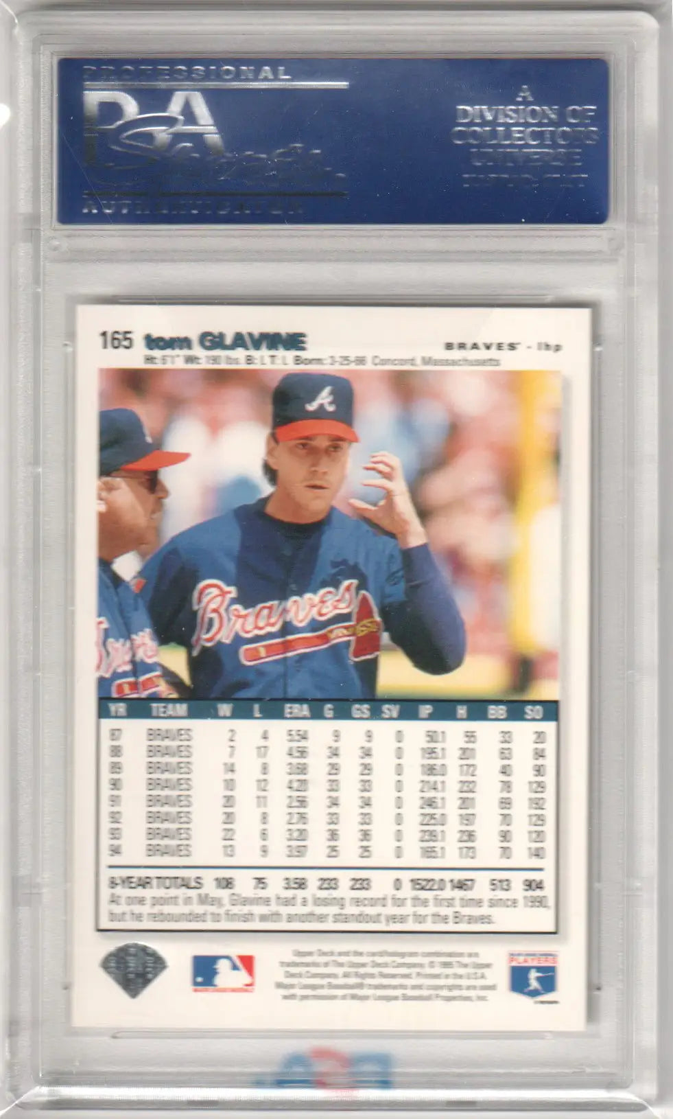 Tom Glavine 1995 Upper Deck Collector’s Choice baseball card from Columbia Hobby
