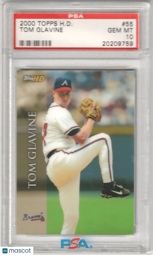 Graded Tom Glavine baseball card from Columbia Hobby, 2000 Topps HD, PSA 10 GEM MINT