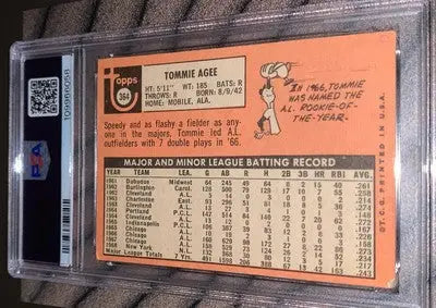 Graded Tommie Agee baseball card with Gem Mint Auto status and PSA 10 certification