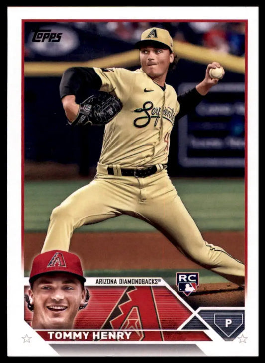Tommy Henry rookie baseball card from 2023 Topps Arizona Diamondbacks series