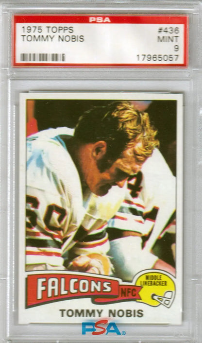 Graded Tommy Nobis 1975 Topps football card PSA 9 MINT from Columbia Hobby
