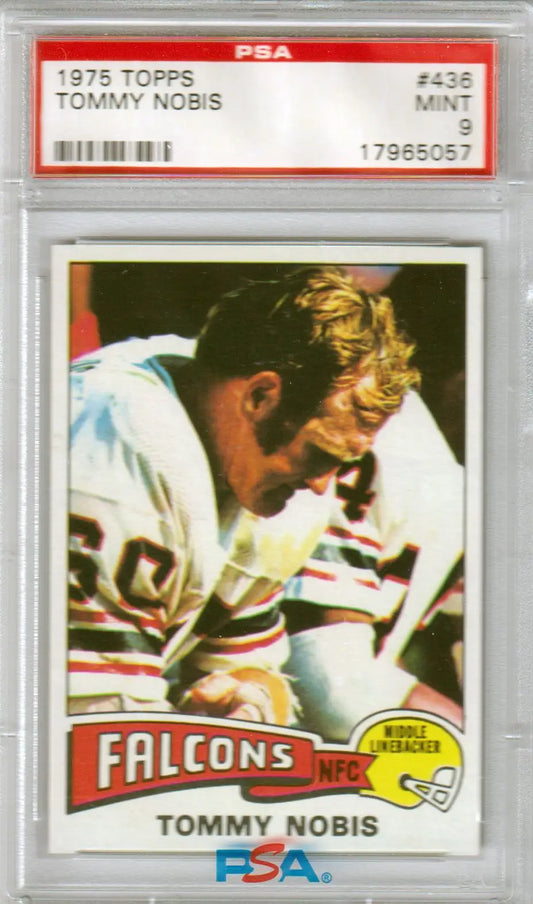 Graded Tommy Nobis 1975 Topps football card PSA 9 MINT from Columbia Hobby