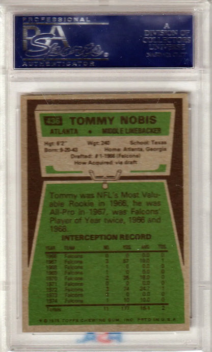 Tommy Nobis 1975 Topps football card in mint condition from Columbia Hobby