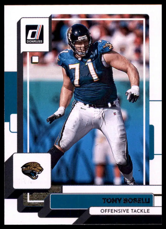 Football trading card featuring Tony Boselli from 2022 Donruss Jacksonville Jaguars product