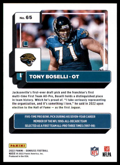 Tony Boselli football card from 2022 Donruss Jacksonville Jaguars collection