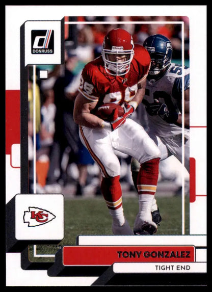 Tony Gonzalez football card from 2022 Donruss Kansas City Chiefs product