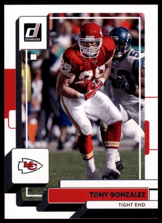 Tony Gonzalez 2022 Donruss football card featuring Kansas City Chiefs player