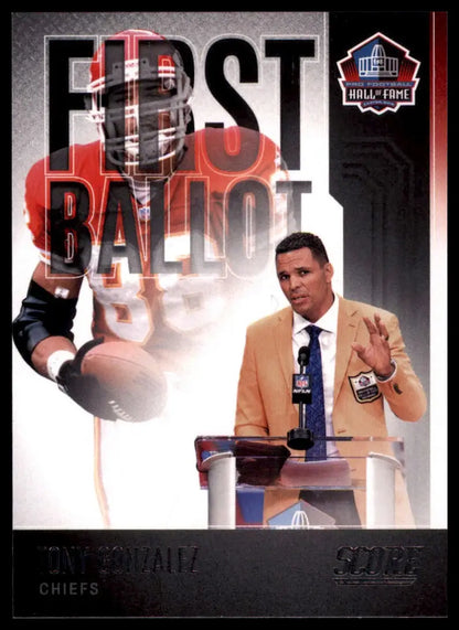 Tony Gonzalez football card from the 2022 Score First Ballot series Kansas City Chiefs