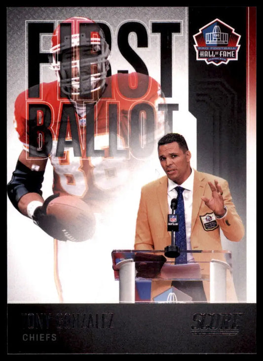 Tony Gonzalez football card from the 2022 Score First Ballot series Kansas City Chiefs