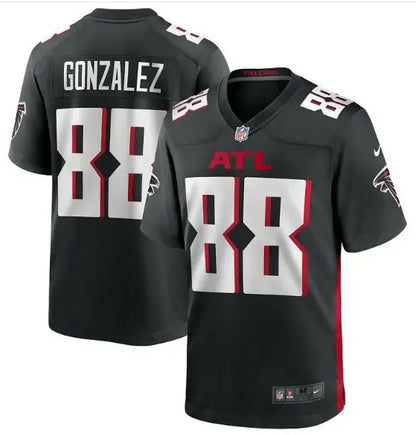 Black Tony Gonzalez Atlanta Falcons NFL jersey with #88 Gonzalez name and number