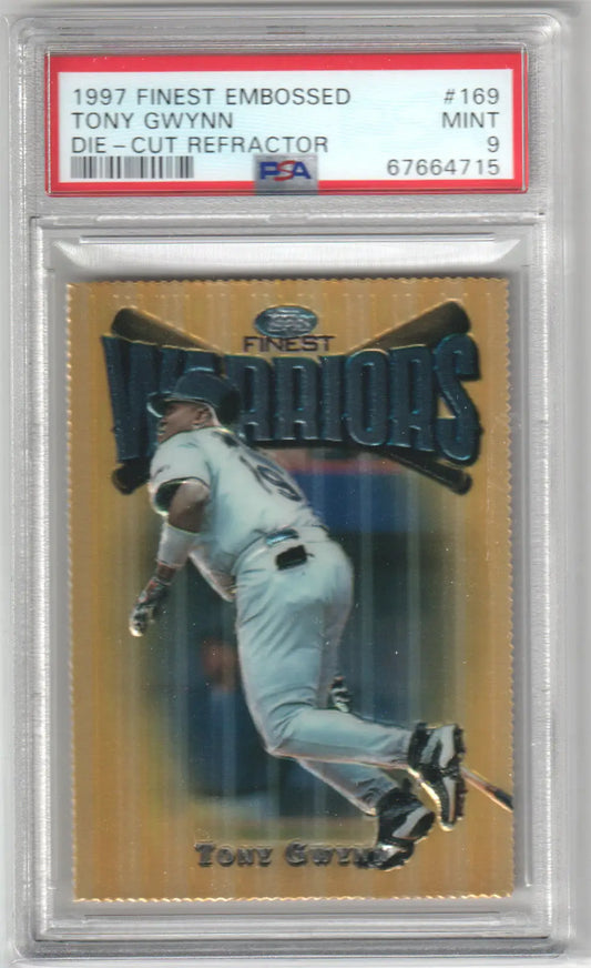 Graded Tony Gwynn baseball card from Columbia Hobby 1997 Finest Embossed Die Cut Refractor