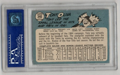 Tony Oliva 1965 Topps #340 PSA 7 Near Mint baseball card in grading holder